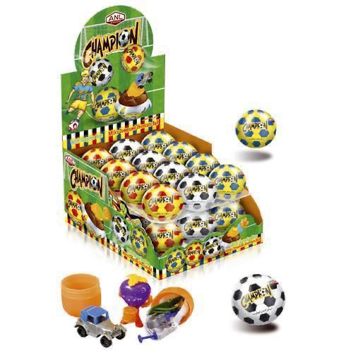 GOLO BOMBOM CHOCOLATE PELOTA CHAMPION CON SORPRESA X 24 UNIDADES (de25grms c/u)